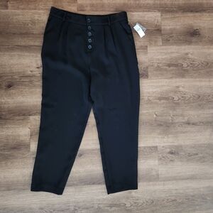Anthropologie Black Sasha Button Fly Tapered Trouser